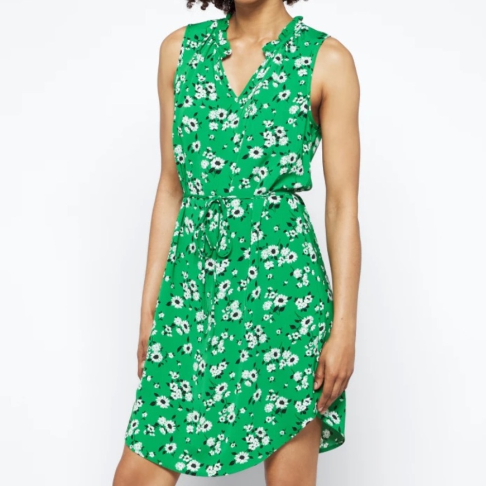 Worn once Market & Spruce Green Floral Jeanie Ruffle Detail Dress - Picture 1 of 8